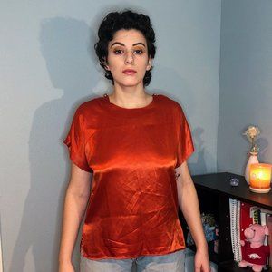 Vintage A.C. Sport Orange Satin Blouse
